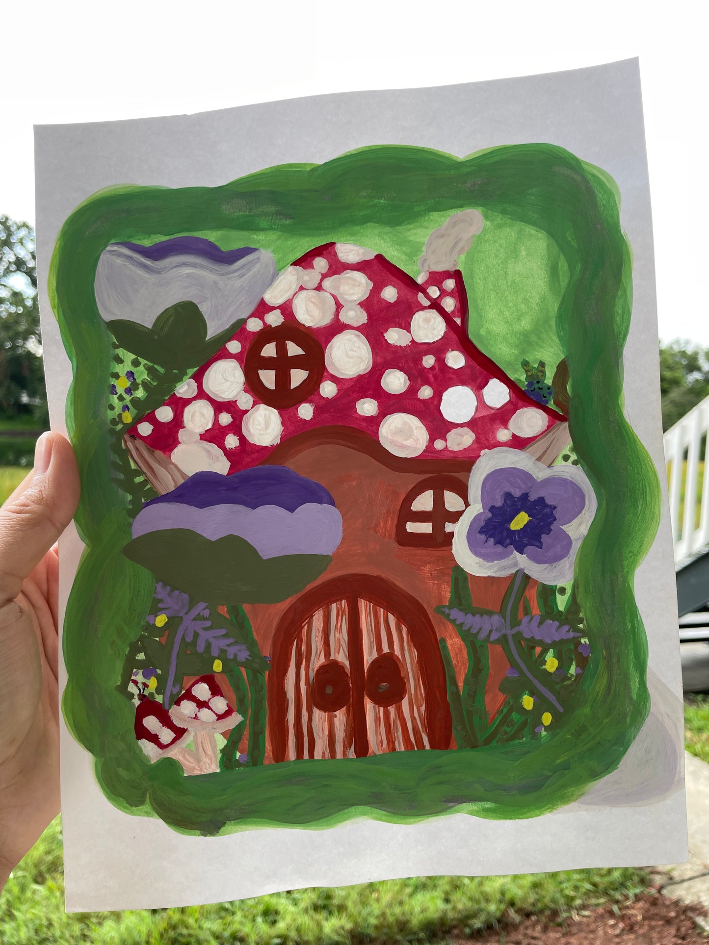 Mushroom Cottage - Original Gouache Painting